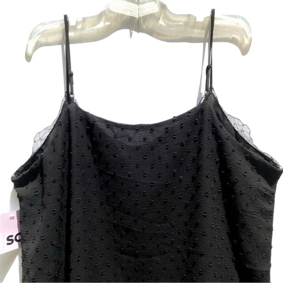 SO Black Lace Trim Swiss Dot Chiffon Camisole Size 2X - Picture 8 of 15